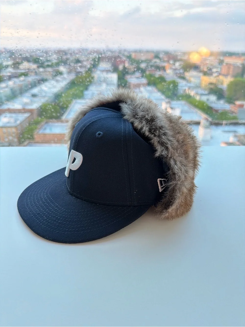 PALACE Black Snapback Hat with Brown Faux Fur Ear Flaps - Picture 3 of 7